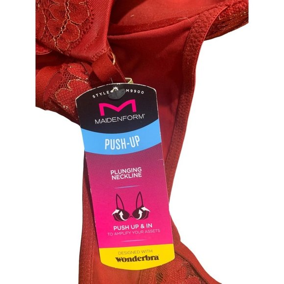 36B Maidenform Bra DM9900 Push-Up Plunging Neckline Bra Padded Underwire New - Picture 7 of 8